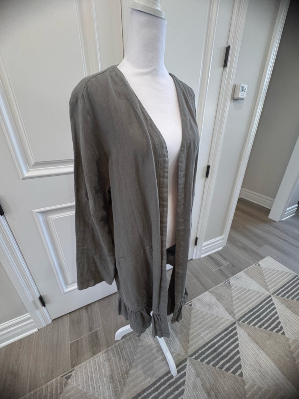 J. Jill Olive Green Open Front Lightweight Duster Coat